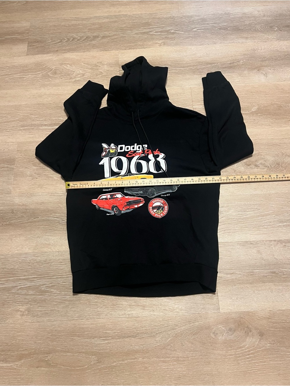 Dodge X Reason Scat Pack 1968 Hoodie Black Graphic Pullover Sweatshirt Large - Picture 6 of 9